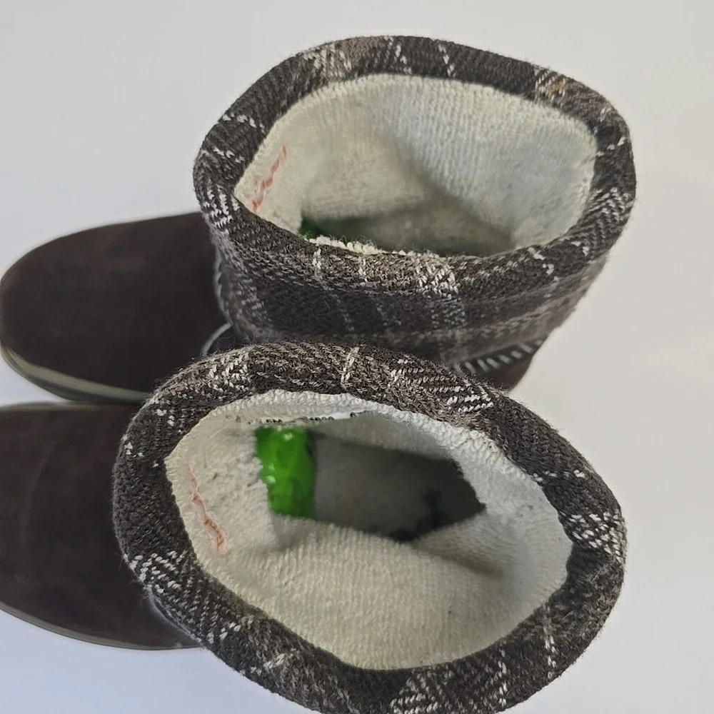 Smart Wool‎  Timberland Women's 6.5 Suede Plaid Roll Down Button Boots